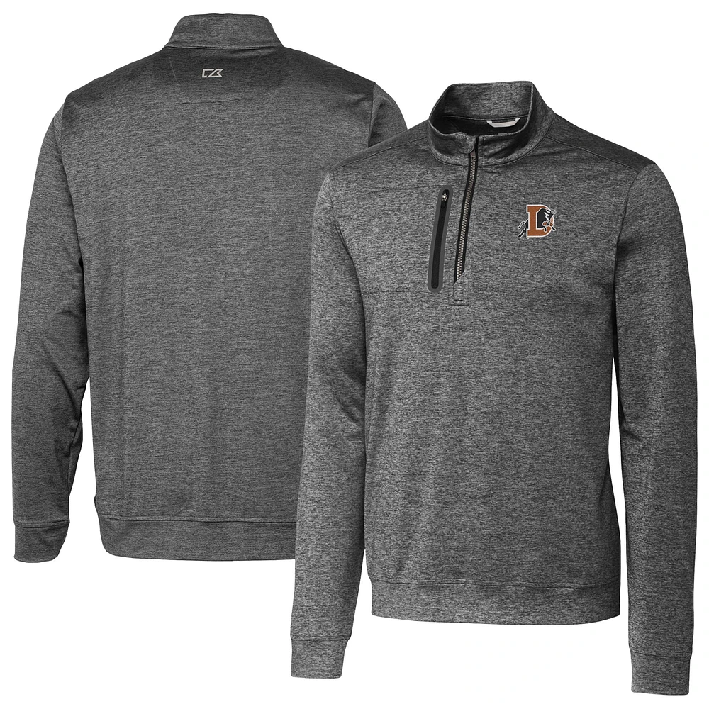 Men's Cutter & Buck Gray Durham Bulls Stealth Heathered Quarter-Zip Top