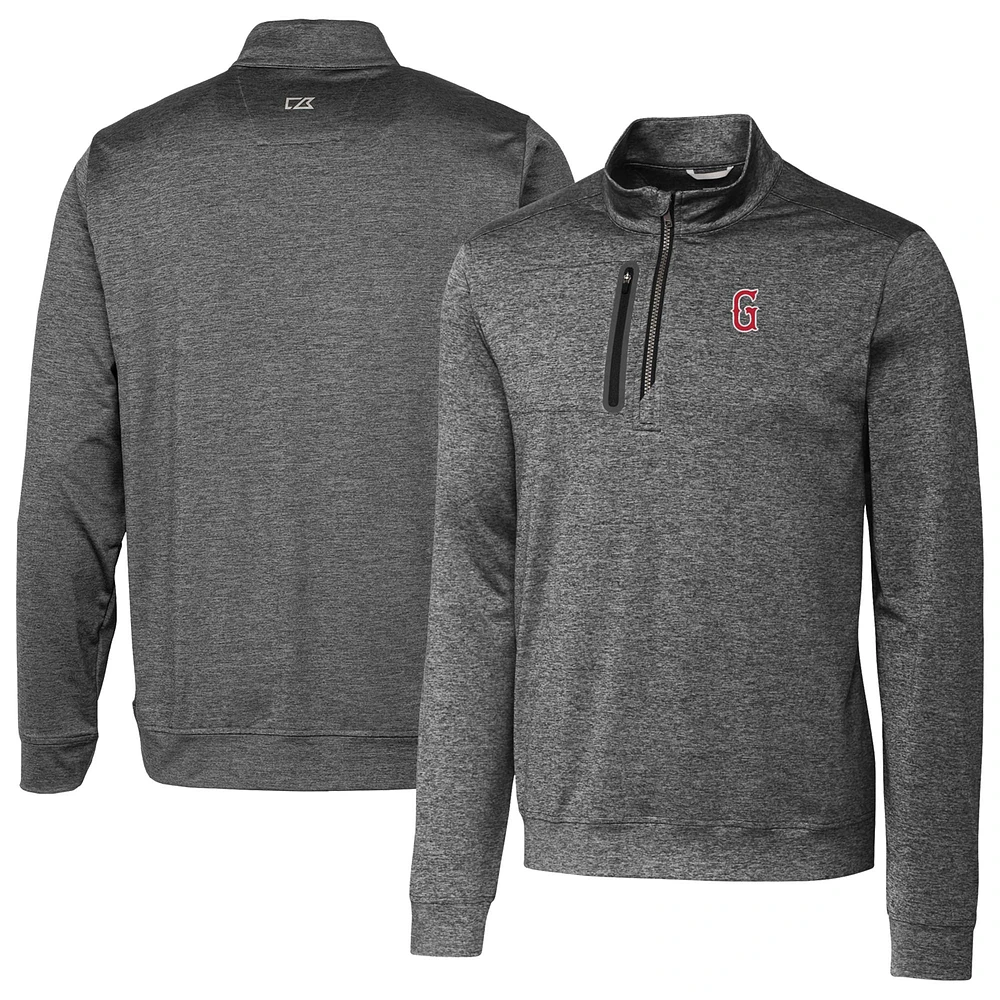 Men's Cutter & Buck Gray Greenville Drive Stealth Heathered Quarter-Zip Top