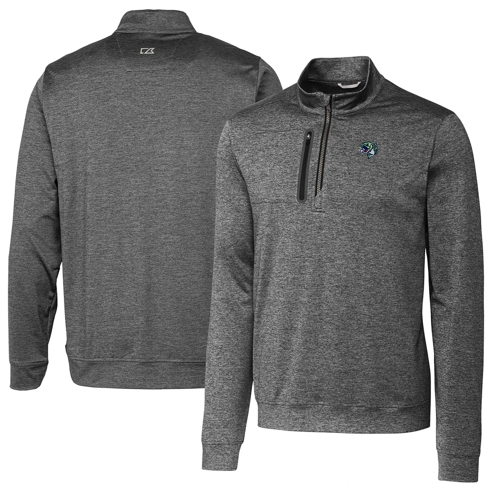 Men's Cutter & Buck Gray Gwinnett Stripers Stealth Heathered Quarter-Zip Top