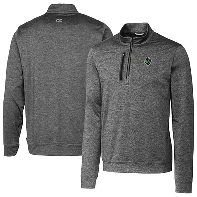 Men's Cutter & Buck Gray Hillsboro Hops Stealth Heathered Quarter-Zip Top
