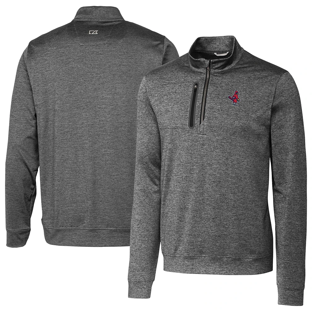 Men's Cutter & Buck Gray Memphis Redbirds Stealth Heathered Quarter-Zip Top