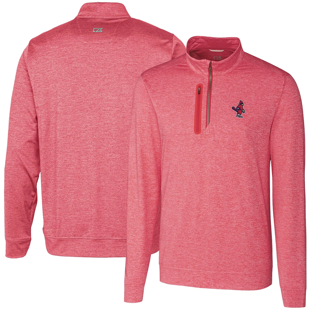 Men's Cutter & Buck Memphis Redbirds Stealth Heathered Quarter-Zip Top