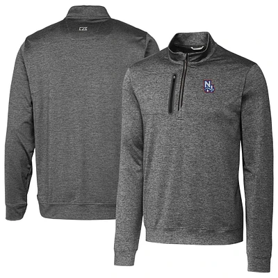 Men's Cutter & Buck Gray New Hampshire Fisher Cats Stealth Heathered Quarter-Zip Top