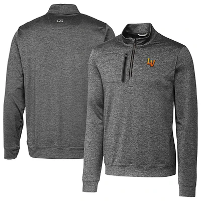 Men's Cutter & Buck Gray Las Vegas Aviators Stealth Heathered Quarter-Zip Top