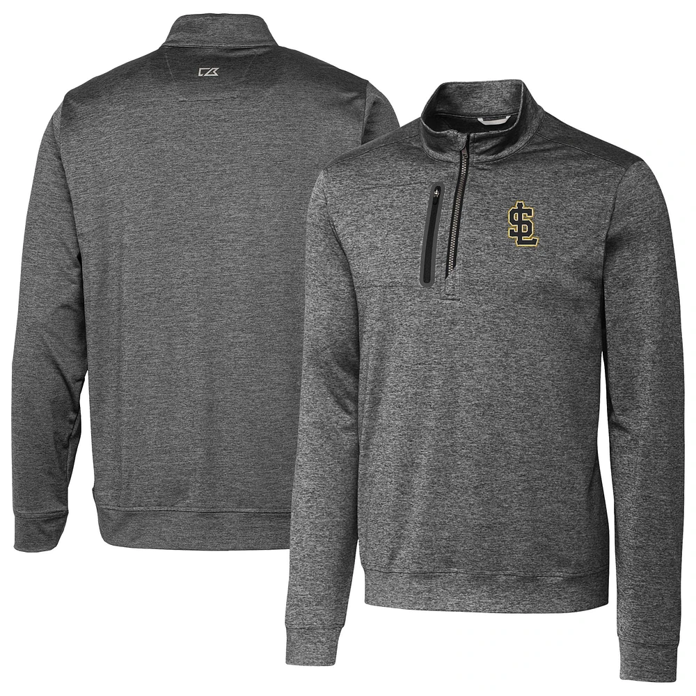 Men's Cutter & Buck Gray Salt Lake Bees Stealth Heathered Quarter-Zip Top