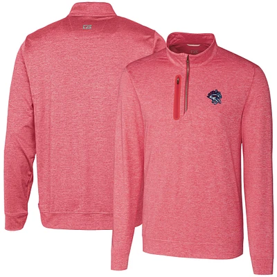 Men's Cutter & Buck Binghamton Rumble Ponies Stealth Heathered Quarter-Zip Top