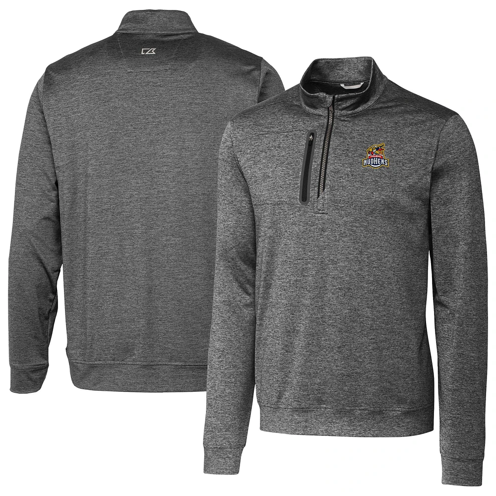 Men's Cutter & Buck Gray Toledo Mud Hens Stealth Heathered Quarter-Zip Top