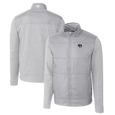 Men's Cutter & Buck Gray Gwinnett Stripers Stealth Hybrid Quilted Full-Zip Windbreaker Jacket