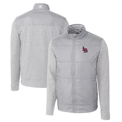 Men's Cutter & Buck Gray Louisville Bats Stealth Hybrid Quilted Full-Zip Windbreaker Jacket
