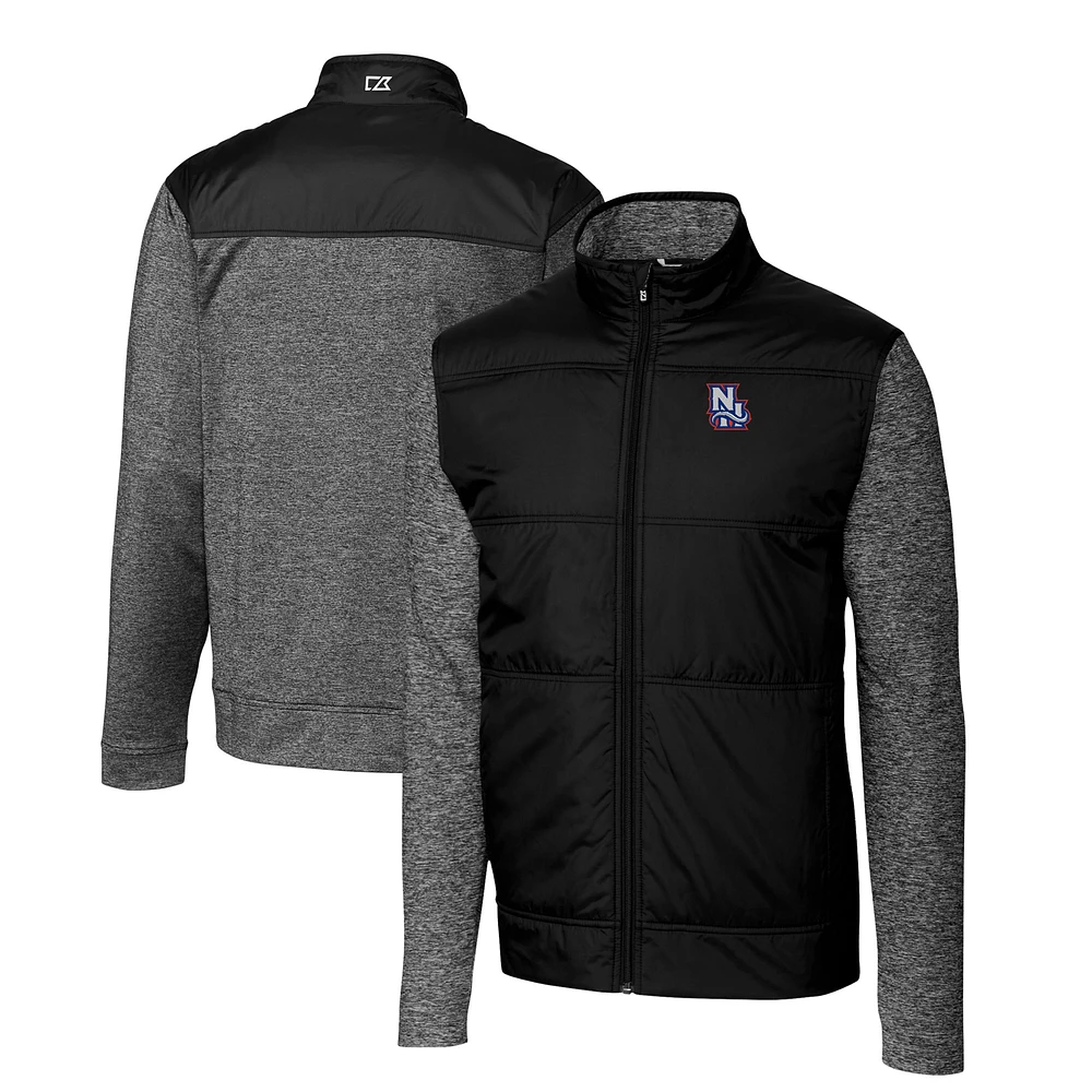 Men's Cutter & Buck New Hampshire Fisher Cats Stealth Hybrid Quilted Full-Zip Windbreaker Jacket