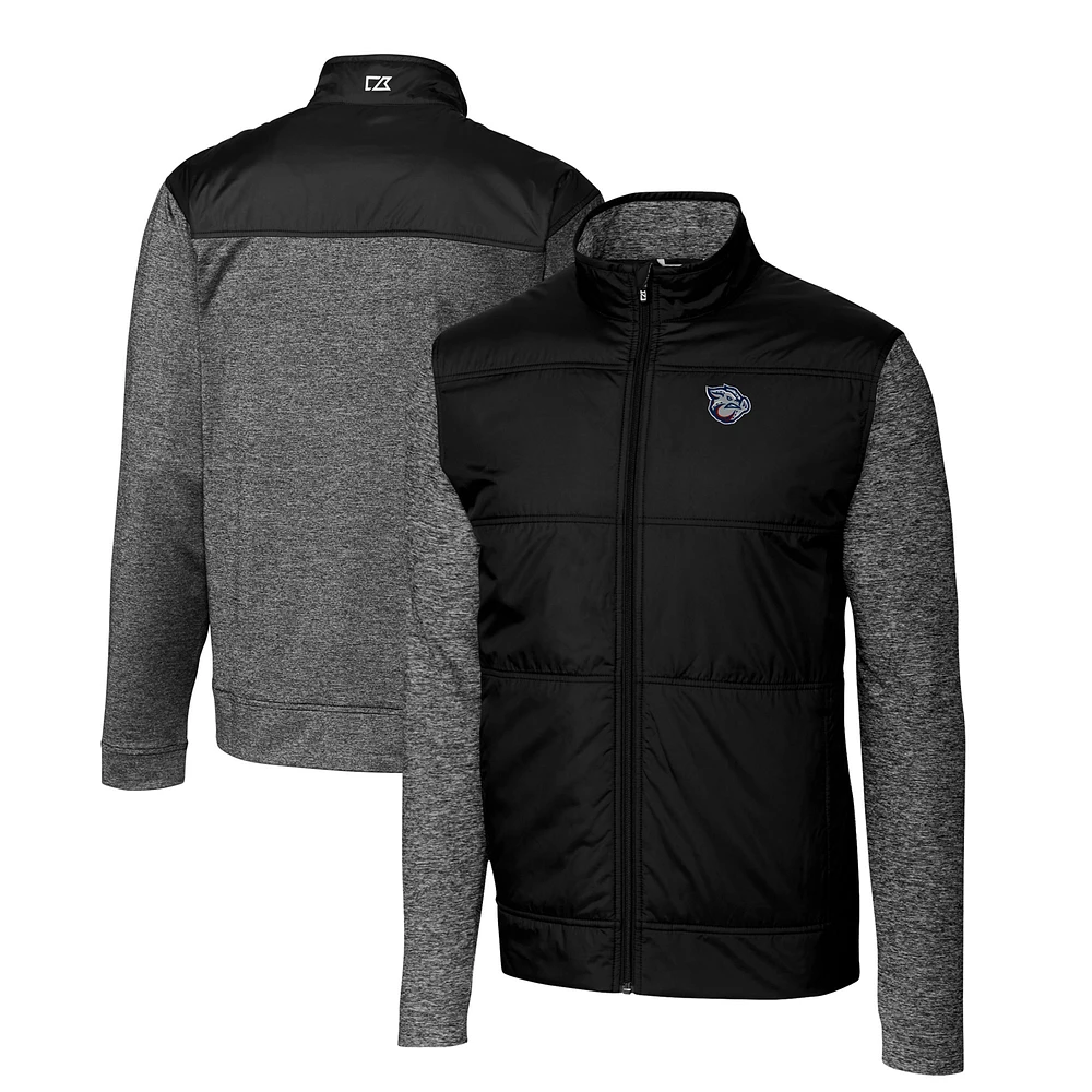 Men's Cutter & Buck Lehigh Valley IronPigs Stealth Hybrid Quilted Full-Zip Windbreaker Jacket