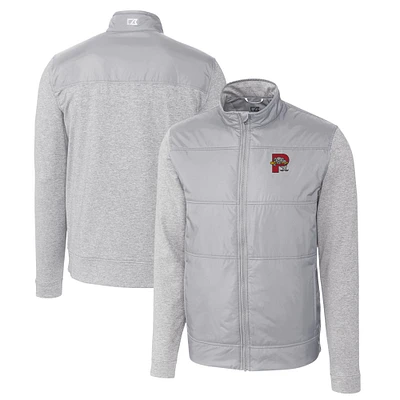 Men's Cutter & Buck Gray Portland Sea Dogs Stealth Hybrid Quilted Full-Zip Windbreaker Jacket