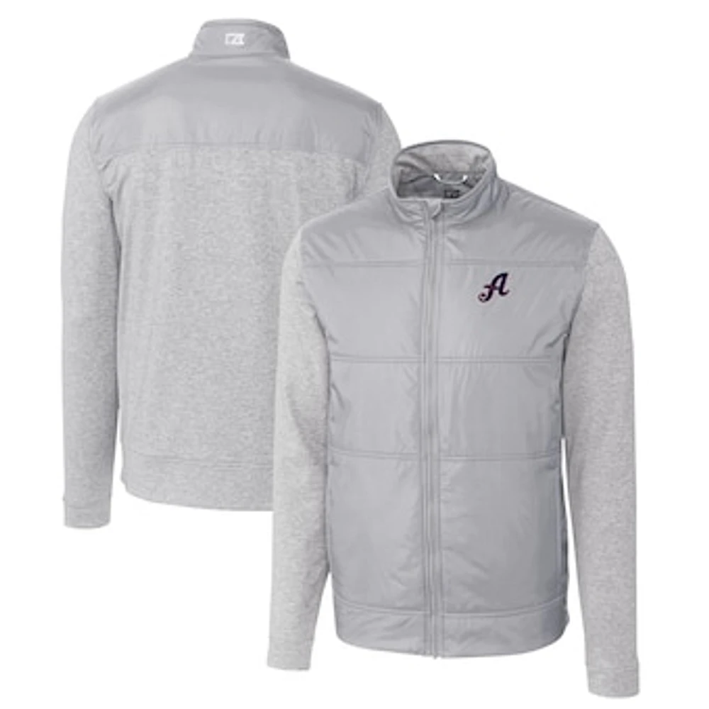Men's Cutter & Buck Gray Reno Aces Stealth Hybrid Quilted Full-Zip Windbreaker Jacket