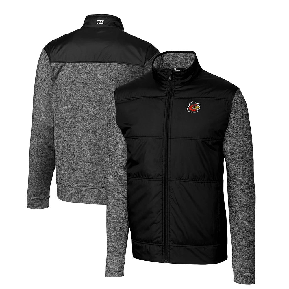 Men's Cutter & Buck Rochester Red Wings Stealth Hybrid Quilted Full-Zip Windbreaker Jacket