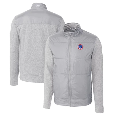 Men's Cutter & Buck Gray South Bend Cubs Stealth Hybrid Quilted Full-Zip Windbreaker Jacket