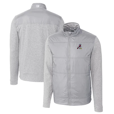 Men's Cutter & Buck Gray Springfield Cardinals Stealth Hybrid Quilted Full-Zip Windbreaker Jacket