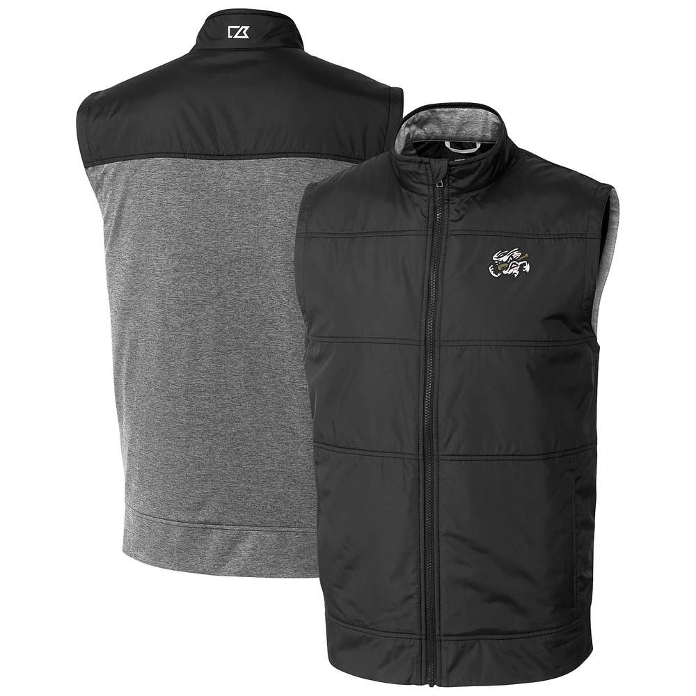 Men's Cutter & Buck Omaha Storm Chasers Stealth Hybrid Quilted Full-Zip Windbreaker Vest