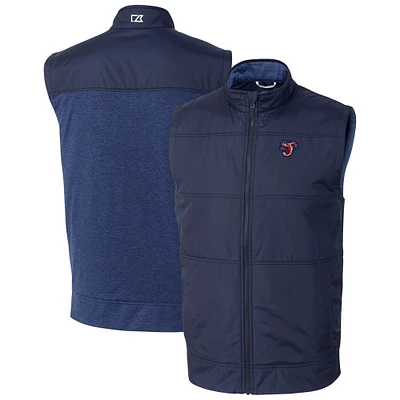 Men's Cutter & Buck Navy Jacksonville Suns Stealth Hybrid Quilted Full-Zip Windbreaker Vest