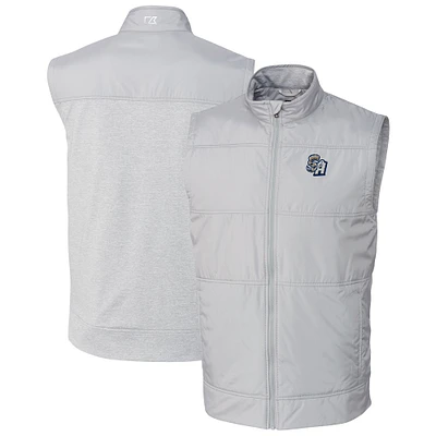 Men's Cutter & Buck Gray San Antonio Missions Stealth Hybrid Quilted Full-Zip Windbreaker Vest