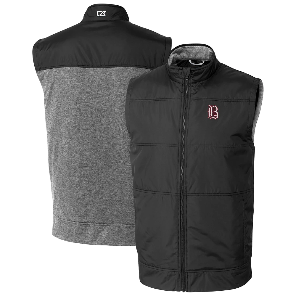 Men's Cutter & Buck Birmingham Barons Stealth Hybrid Quilted Full-Zip Windbreaker Vest