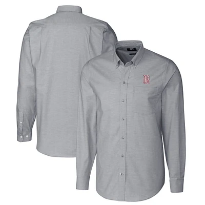 Men's Cutter & Buck Charcoal Birmingham Barons Oxford Stretch Long Sleeve Button-Down Dress Shirt