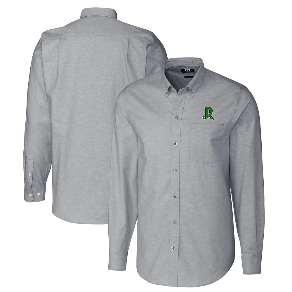 Men's Cutter & Buck Charcoal Dayton Dragons Oxford Stretch Long Sleeve Button-Down Dress Shirt