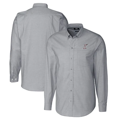 Men's Cutter & Buck Charcoal Albuquerque Isotopes Oxford Stretch Long Sleeve Button-Down Dress Shirt