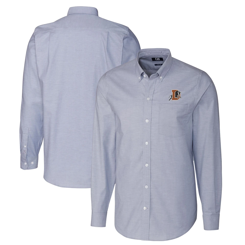 Men's Cutter & Buck Light Blue Durham Bulls Oxford Stretch Long Sleeve Button-Down Dress Shirt