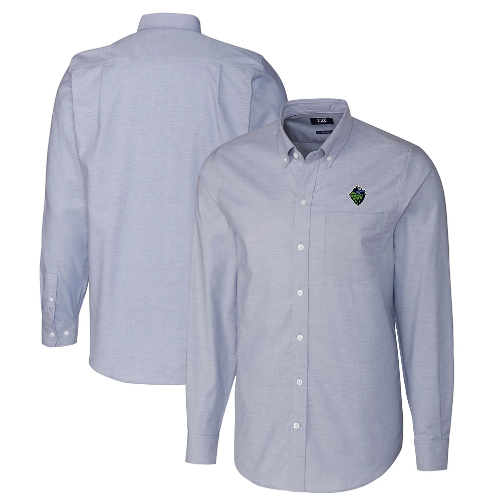 Men's Cutter & Buck Light Blue Hillsboro Hops Oxford Stretch Long Sleeve Button-Down Dress Shirt