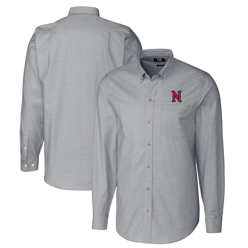 Men's Cutter & Buck Charcoal Nashville Sounds Oxford Stretch Long Sleeve Button-Down Dress Shirt