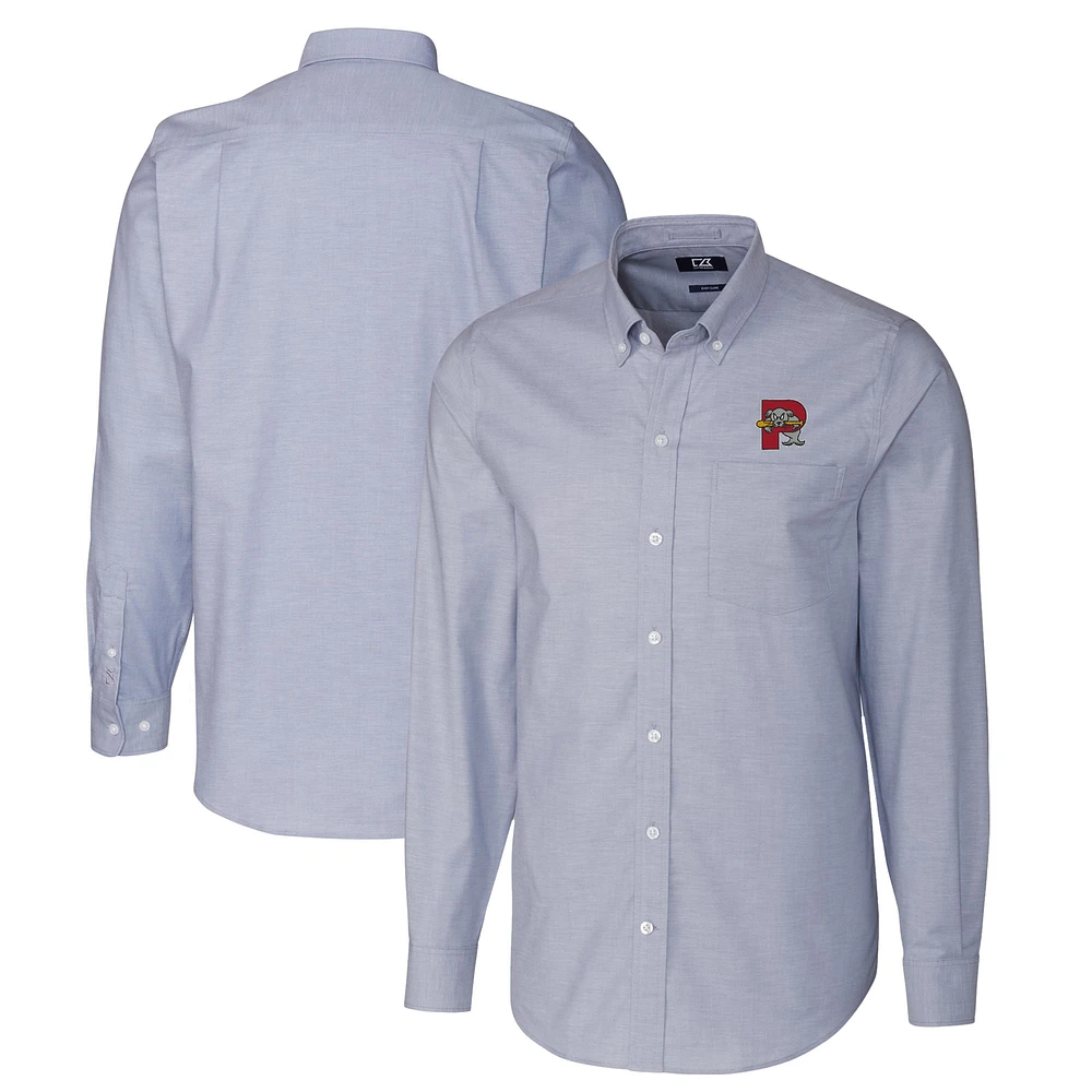 Men's Cutter & Buck Light Blue Portland Sea Dogs Oxford Stretch Long Sleeve Button-Down Dress Shirt