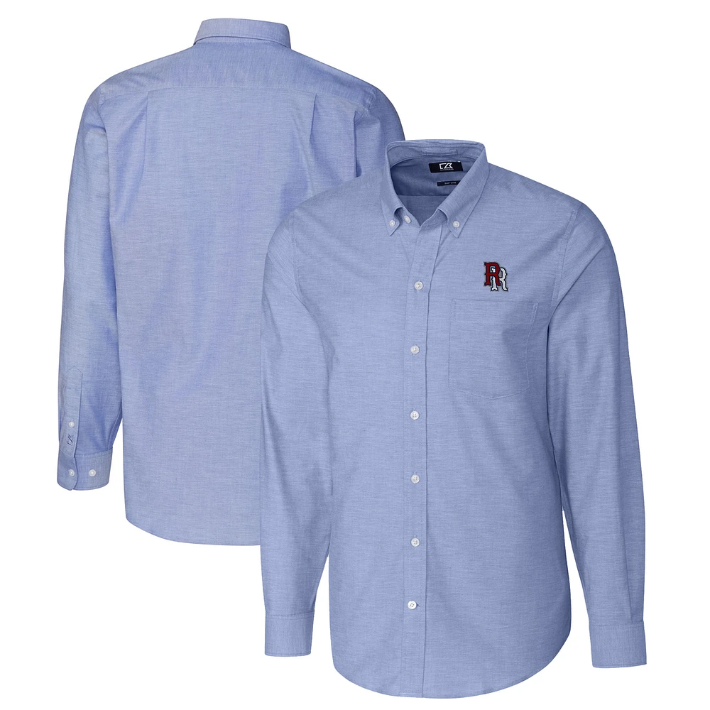 Men's Cutter & Buck Blue Round Rock Express Oxford Stretch Long Sleeve Button-Down Dress Shirt