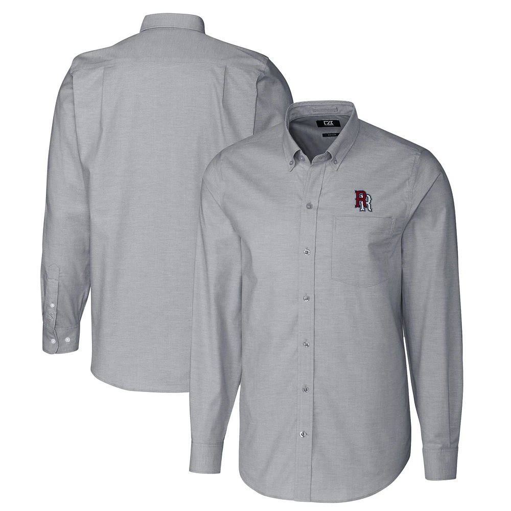 Men's Cutter & Buck Charcoal Round Rock Express Oxford Stretch Long Sleeve Button-Down Dress Shirt