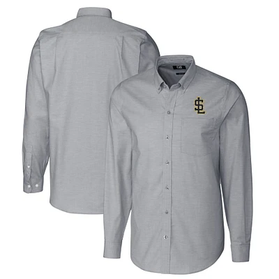 Men's Cutter & Buck Charcoal Salt Lake Bees Oxford Stretch Long Sleeve Button-Down Dress Shirt