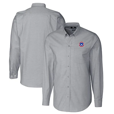 Men's Cutter & Buck Charcoal South Bend Cubs Oxford Stretch Long Sleeve Button-Down Dress Shirt