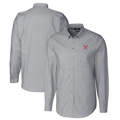 Men's Cutter & Buck Charcoal Tacoma Rainiers Oxford Stretch Long Sleeve Button-Down Dress Shirt