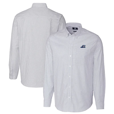 Men's Cutter & Buck Light Blue West Michigan Whitecaps Oxford Stretch Stripe Long Sleeve Button-Down Dress Shirt