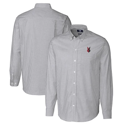 Men's Cutter & Buck Charcoal Indianapolis Indians Oxford Stretch Stripe Long Sleeve Button-Down Dress Shirt