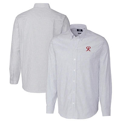 Men's Cutter & Buck Light Blue Tacoma Rainiers Oxford Stretch Stripe Long Sleeve Button-Down Dress Shirt
