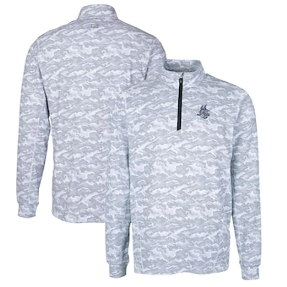 Men's Cutter & Buck Charcoal Hartford Yard Goats Traverse Camo Print Stretch Quarter-Zip Pullover Top