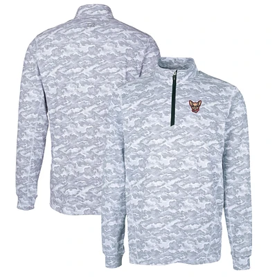 Men's Cutter & Buck Charcoal El Paso Chihuahuas Traverse Camo Print Stretch Quarter-Zip Pullover Top