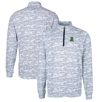 Men's Cutter & Buck Charcoal Dayton Dragons Traverse Camo Print Stretch Quarter-Zip Pullover Top