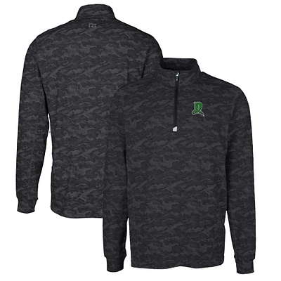 Men's Cutter & Buck Black Dayton Dragons Traverse Camo Print Stretch Quarter-Zip Pullover Top