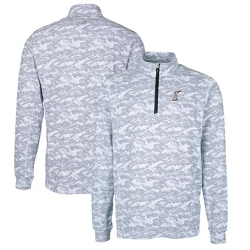 Men's Cutter & Buck Charcoal Albuquerque Isotopes Traverse Camo Print Stretch Quarter-Zip Pullover Top