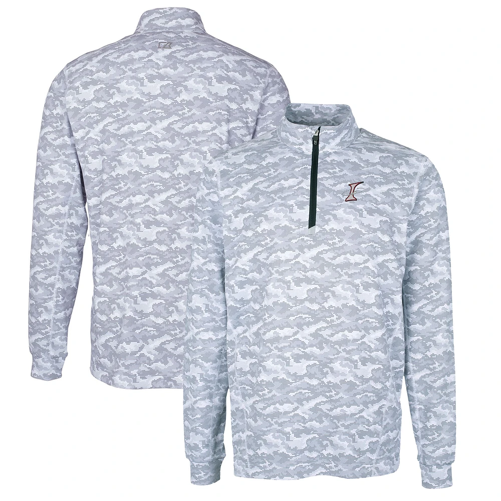 Men's Cutter & Buck Charcoal Albuquerque Isotopes Traverse Camo Print Stretch Quarter-Zip Pullover Top