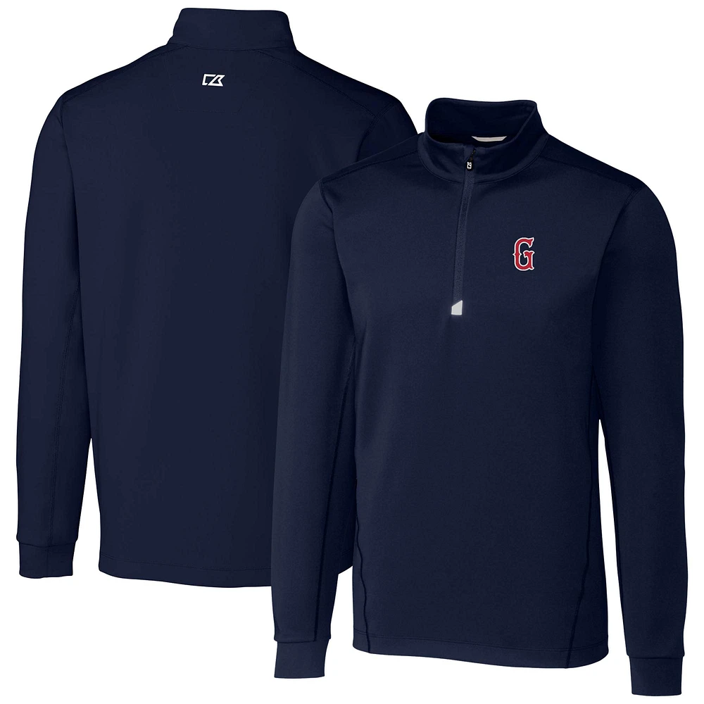Men's Cutter & Buck Navy Greenville Drive Traverse Stretch Quarter-Zip Pullover Top