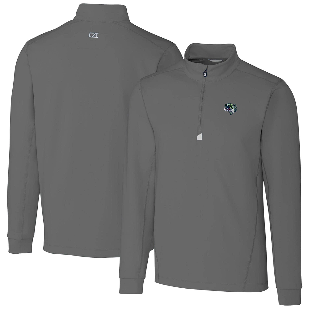 Men's Cutter & Buck Gwinnett Stripers Traverse Stretch Quarter-Zip Pullover Top