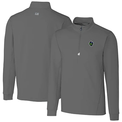 Men's Cutter & Buck Gray Hillsboro Hops Traverse Stretch Quarter-Zip Pullover Top