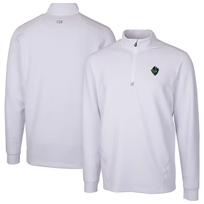 Men's Cutter & Buck White Hillsboro Hops Traverse Stretch Quarter-Zip Pullover Top
