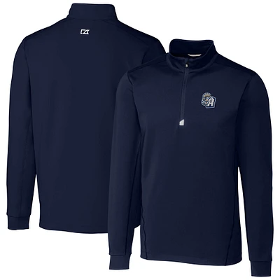 Men's Cutter & Buck Navy San Antonio Missions Traverse Stretch Quarter-Zip Pullover Top